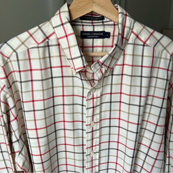 Daniel Cremieux Men’s Cream/red/gray Long Sleeve Plaid Button Up Size L - Picture 4 of 14